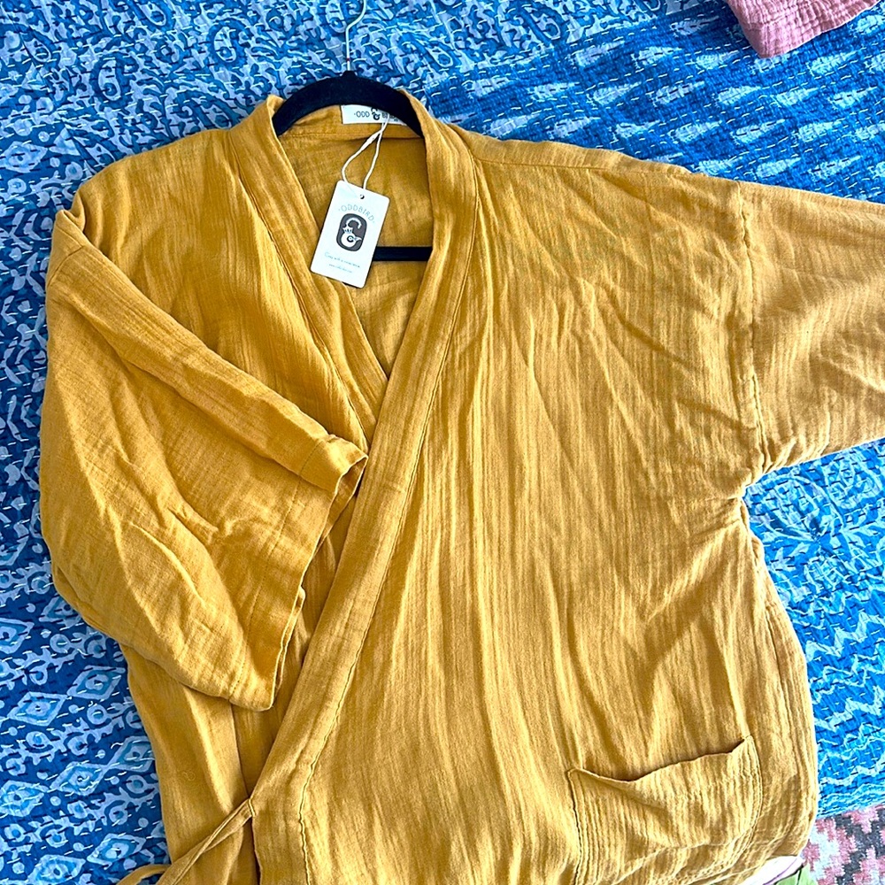Oddbird Marigold NWT kardeş loungewear top wrap organic Turkish cotton size XS